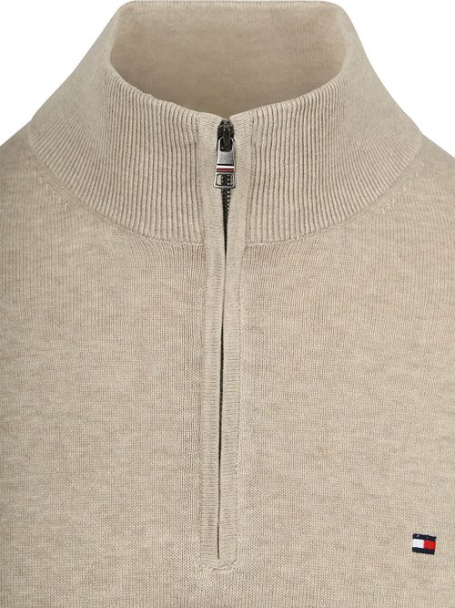 Tommy Hilfiger Halv Zip Sweater Essential Greige Product / Detail
