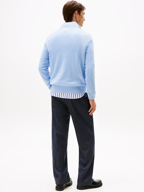 Tommy Hilfiger Halv Zip Sweater Essential Lyseblå Model / Detail