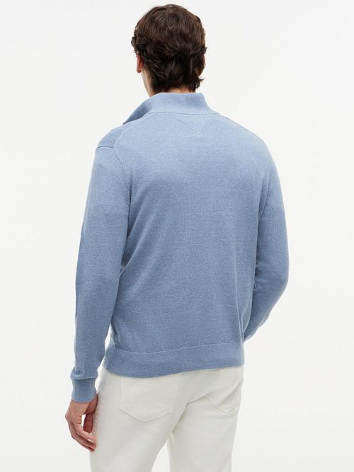 Tommy Hilfiger Halvzip Tröja Essential Ljusblå Model / Achterkant