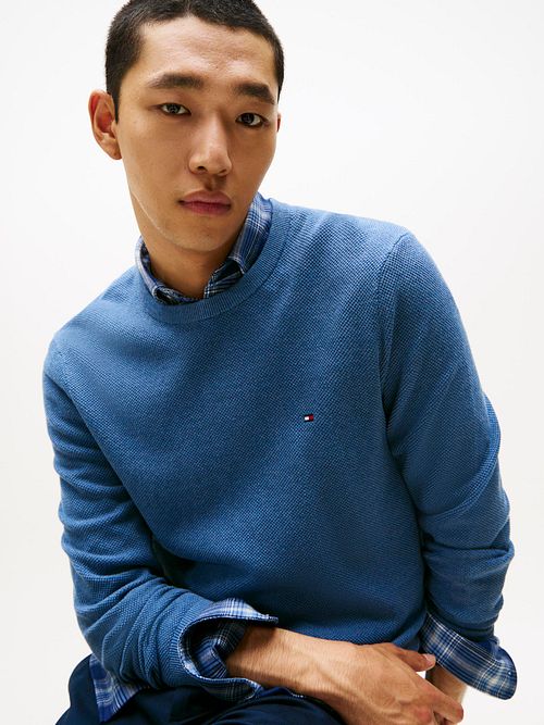 Tommy Hilfiger Structure Jersey Blauw Model / Voorkant