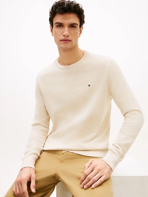 Tommy Hilfiger Pullover Cotton Kashmir Ecru Model / Voorkant