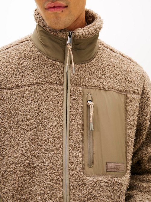Kamizelka Tommy Hilfiger Teddy Fleece w kolorze taupe Model / Voorkant