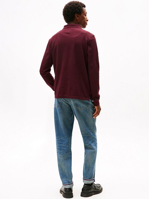 Tommy Hilfiger Longsleeve Polo Bordeaux Model / Achterkant
