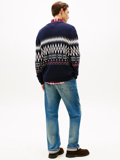 Tommy Hilfiger Maglione Fairisle con stampa Navy Model / Achterkant