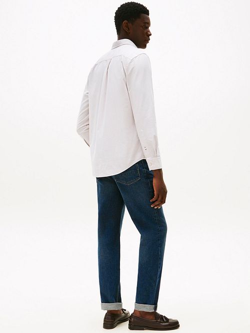 Tommy Hilfiger Oxford Overhemd Streep Beige Model / Achterkant