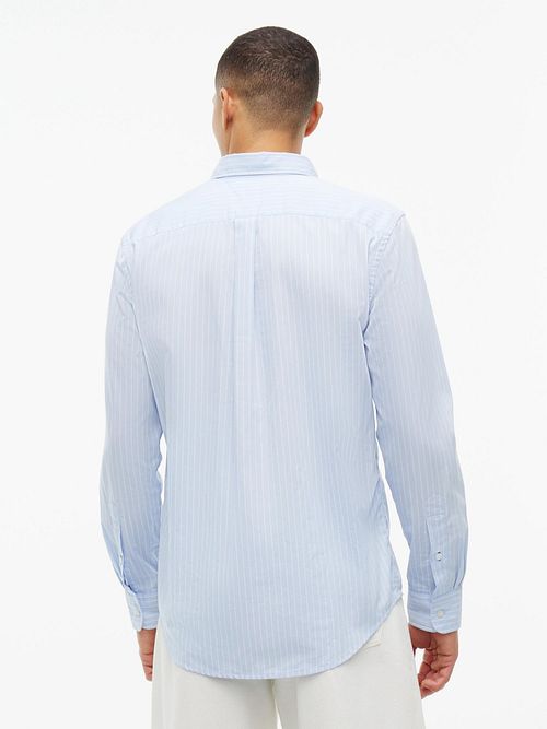 Tommy Hilfiger Poplin Overhemd Streep Lichtblauw Model / Achterkant