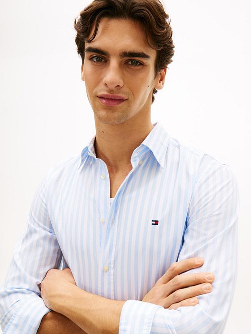Tommy Hilfiger Poplin Skjorta Randig Ljusblå Model / Detail