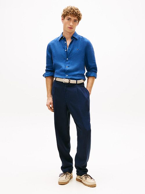 Tommy Hilfiger Skjorta Linne Indigo Blå Model / Achterkant