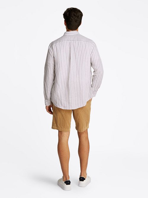 Tommy Hilfiger Skjorte i Linned Stribe Beige Model / Achterkant