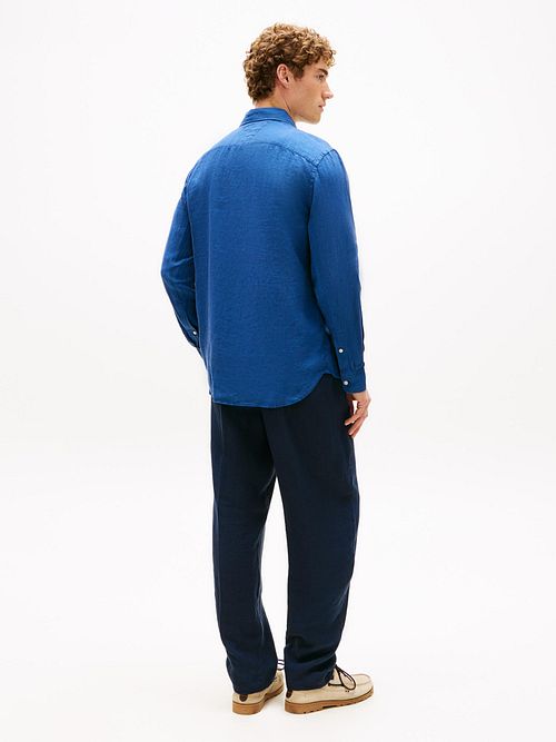 Tommy Hilfiger Skjorte Lin Indigo Blå Model / Achterkant