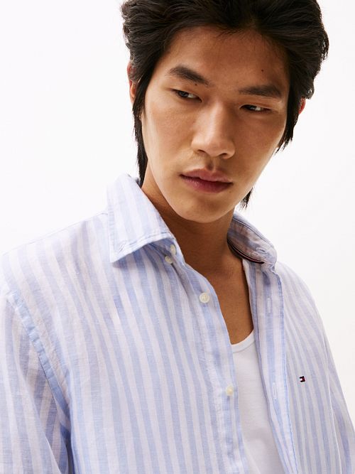 Tommy Hilfiger Skjorte i Lett Blått Linskjorte Model / Detail