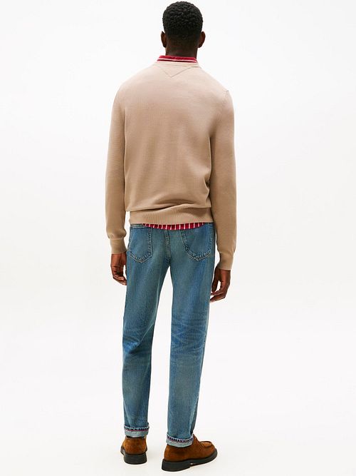 Tommy Hilfiger Strukturtröja Beige Model / Achterkant