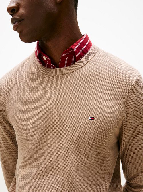 Strukturalny sweter Tommy Hilfiger w kolorze beżowym Model / Voorkant