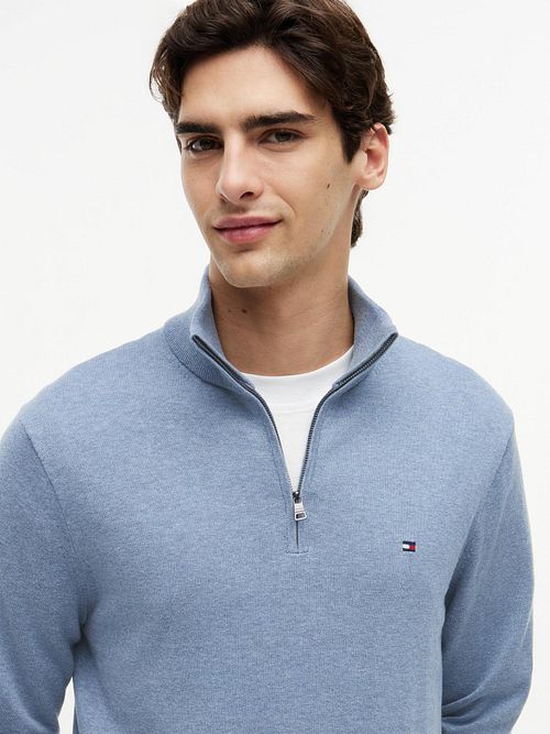 Tommy Hilfiger Halvzip Tröja Essential Ljusblå Model / Detail