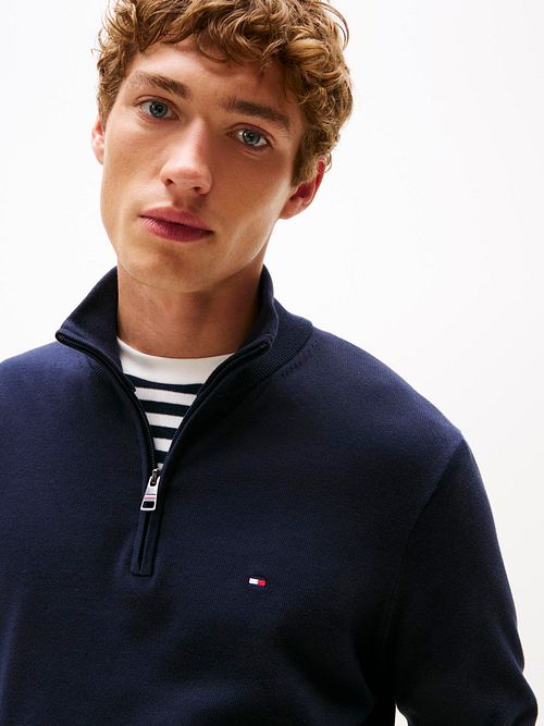 Tommy Hilfiger Half Zip Trui Essential Navy Model / Voorkant