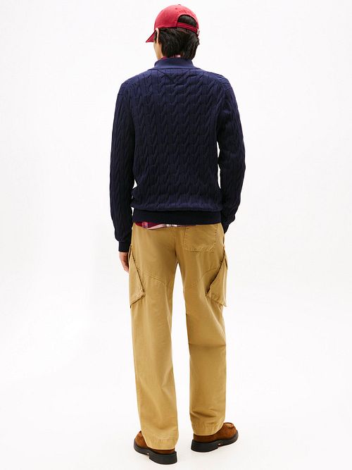 Tommy Hilfiger Väst Zip Cable Navy Model / Achterkant