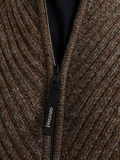 Vanguard Cardigan Structure Mix Laine Marron