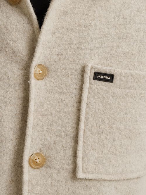 Vanguard Cardigan Boiled Wool Blend Beige Model / Detail