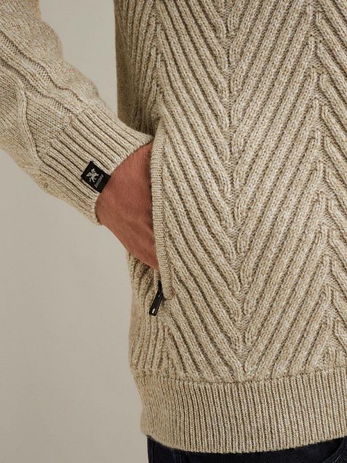 Vanguard Cardigan Structure Mix Laine Beige Model / Detail