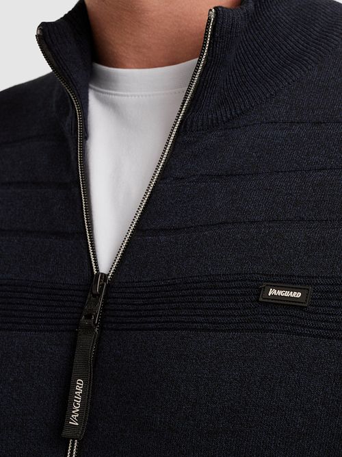 Vanguard Cardigan Bonded Mouline Marine Model / Detail