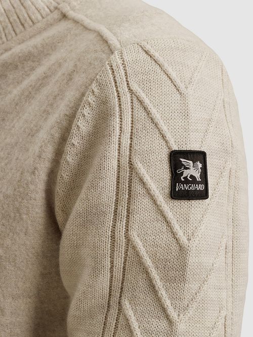 Vanguard Cardigan Boiled Mix Laine Beige Model / Detail