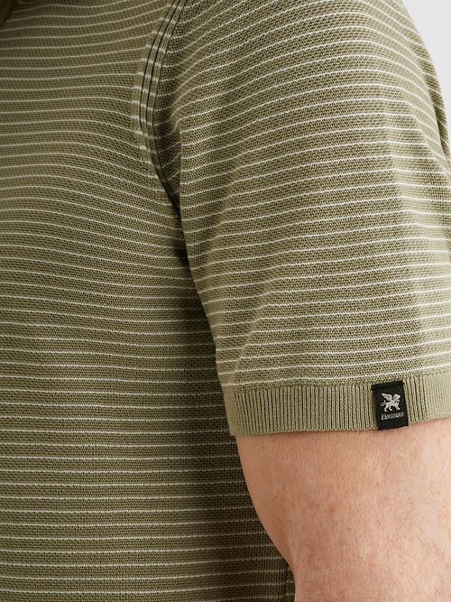 Vanguard Knitted Polo Shirt Stripes Green Model / Detail