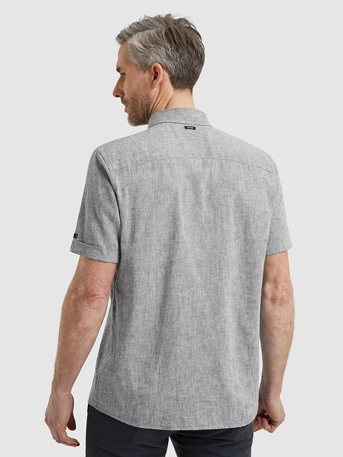 Vanguard Short Sleeve Overhemd Linnen Blend Dark Slate Model / Achterkant