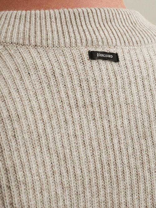 Vanguard Strickjacke Wool Blend Beige Model / Detail