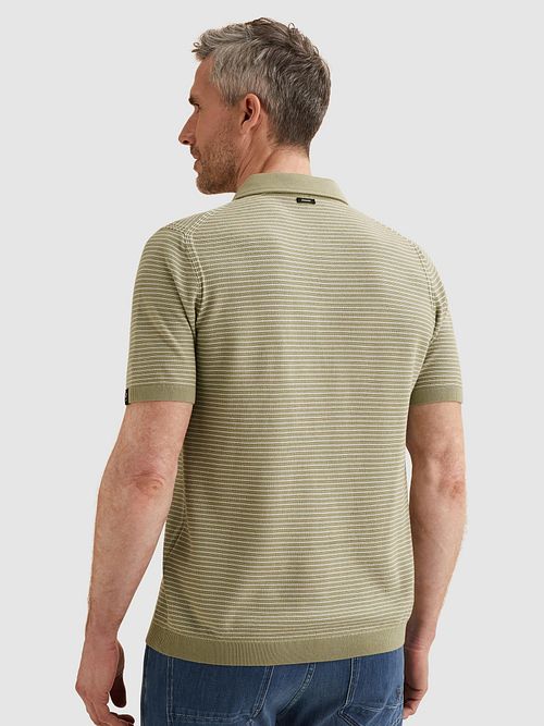 Vanguard Strikket Poloshirt Stripes Grøn Model / Achterkant