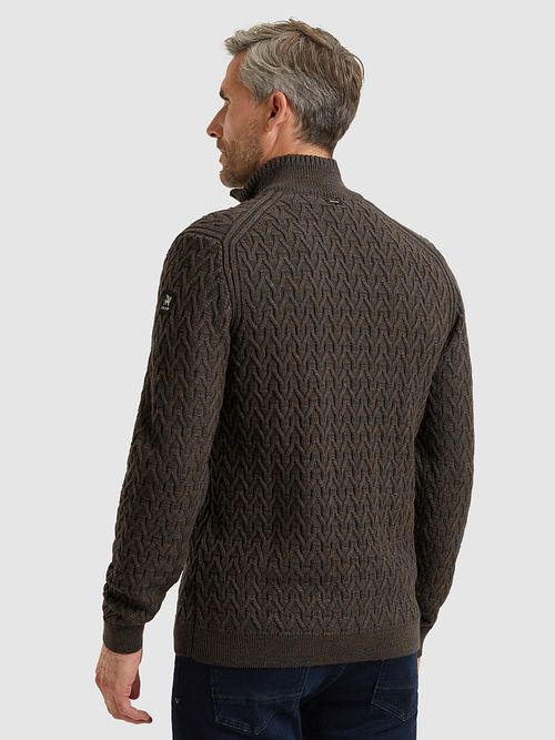 Sweter Vanguard z półzamkiem, brązowy, strukturalny Model / Achterkant