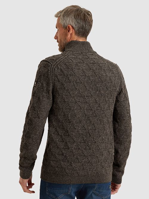 Vanguard Trøje med Halv Lynlås Brun Uldmix Model / Achterkant