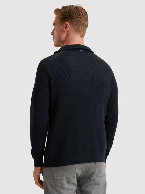 Vanguard Tröja Half Zip Struktur Ribb Marinblå Model / Achterkant