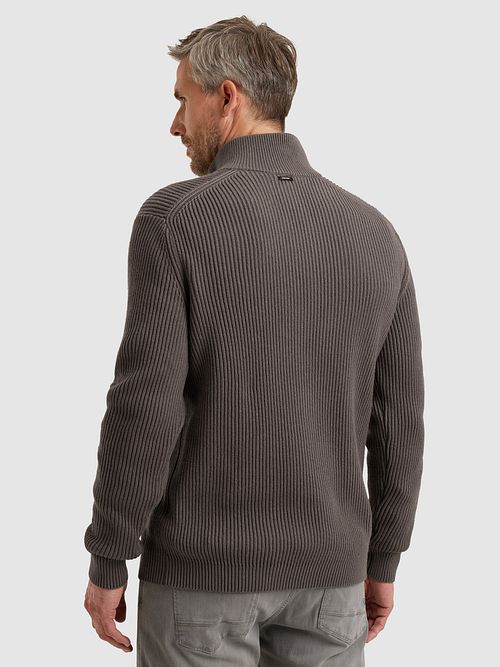 Vanguard Trui Half Zip Structuur Taupe Model / Achterkant