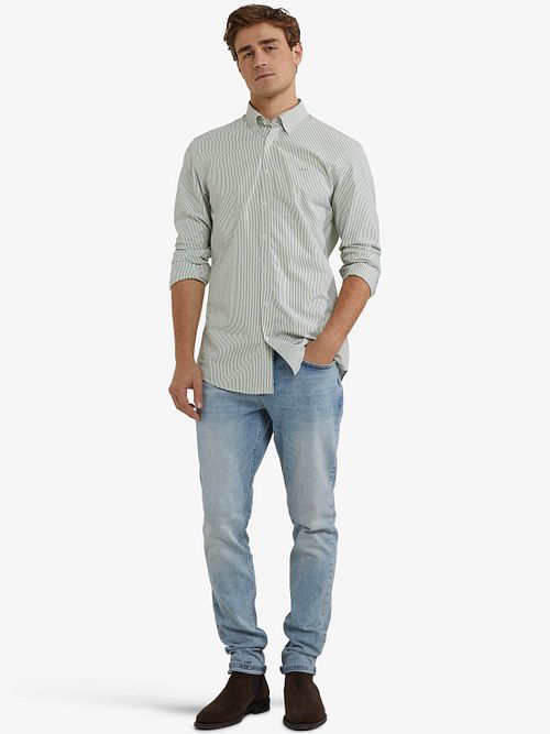 Camicia McGregor in popeline a righe verde Model / Voorkant