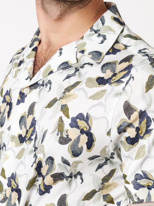 Desoto Festival Camicia Casual Manica Corta Bianco Verde Model / Detail
