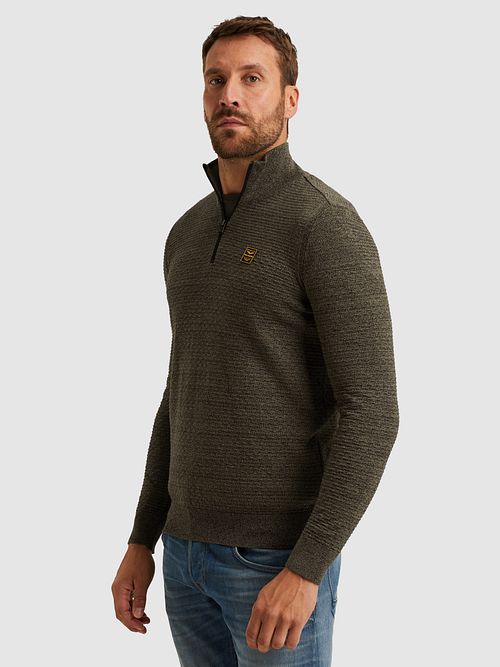 PME Legend Jersey Half Zip Dusky Green Model / Zijkant