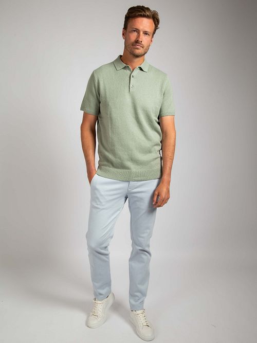 Suitable Heavy Knitted Polo Raw Vert Clair Model / Voorkant