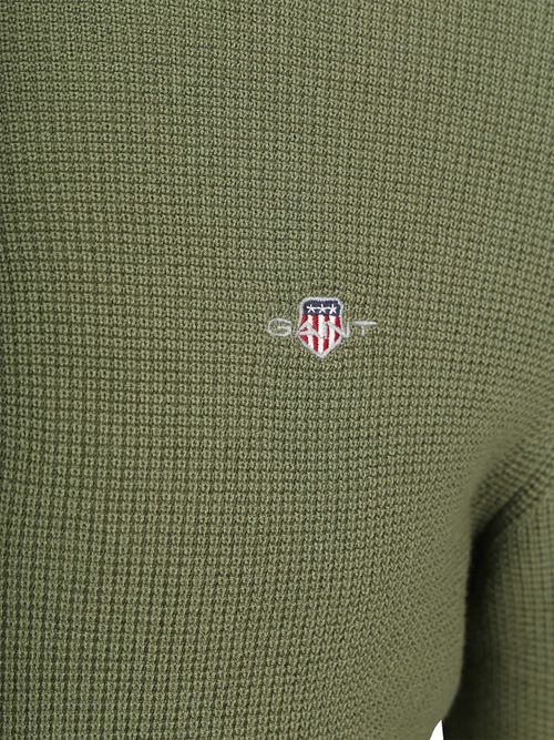 Gant Half Zip Pull Micro Textured Vert