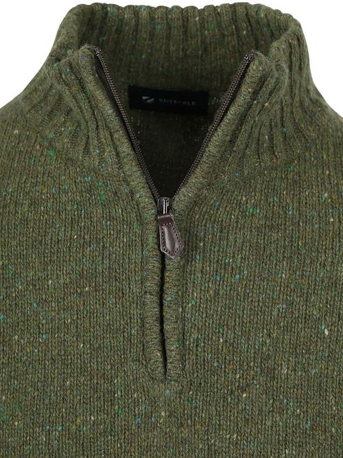 Suitable Pull Demi-Zip Donnegal Tweed Laine Eco Vert Product / Detail