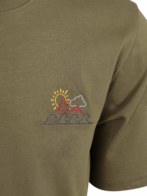 KnowledgeCotton Apparel T-shirt Olive Imprimé sur la poitrine Product / Detail