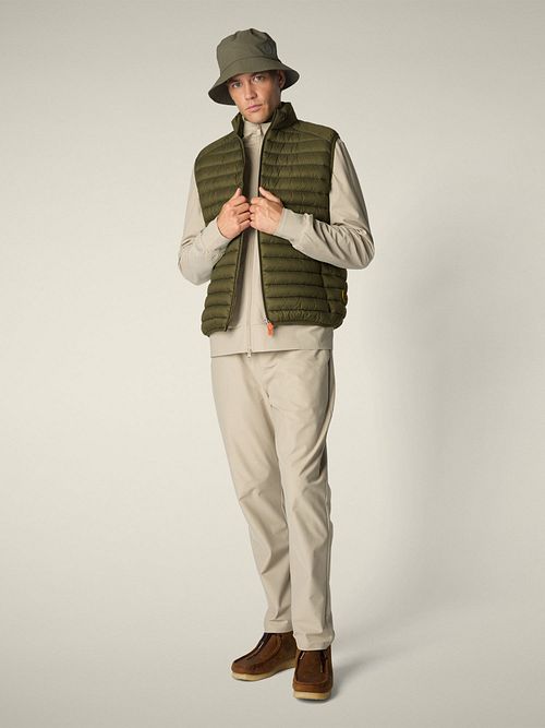 Save The Duck Veste Sans Manches Adam Vert Olive Model / Voorkant