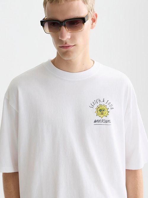 Scotch & Soda T-Shirt Backprint Weiß Model / Voorkant