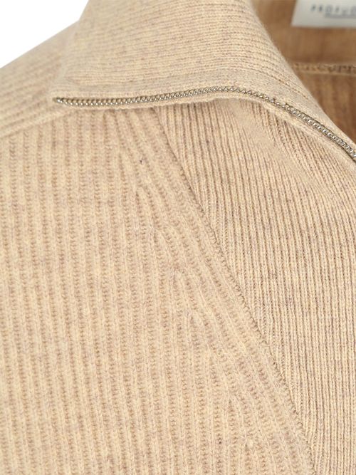 Wełniany sweter Profuomo z krótkim zamkiem, w kolorze piaskowym Product / Detail