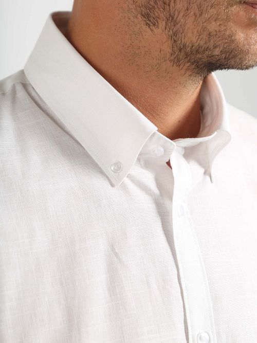 Suitable Overhemd Cotton Slub Wit Model / Detail