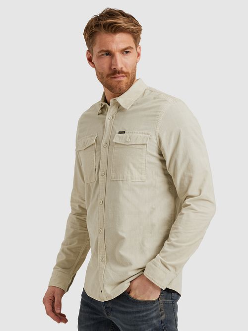 PME Legend Hemdjacke Fine Corduroy Ecru Model / Voorkant