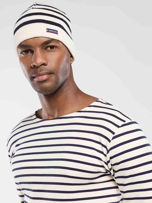 Armor-Lux Pullover Streifen Off White Model / Detail