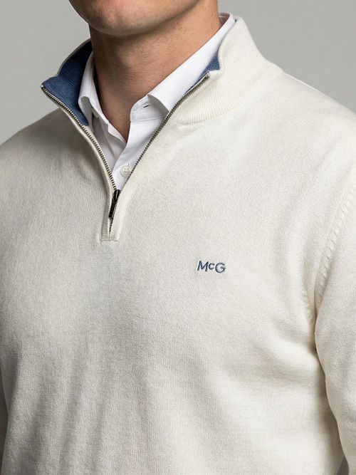 McGregor Half-Zip Pullover Cotton Cashmere Kit Model / Detail