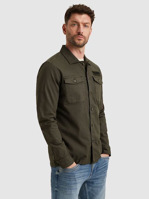 Overshirt PME Legend Canvas w kolorze oliwkowym Model / Zijkant