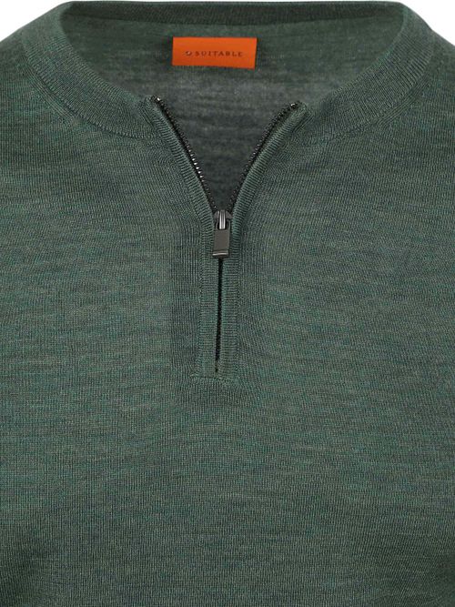 Sweter Suitable Crew Zip Merino zielony Product / Detail
