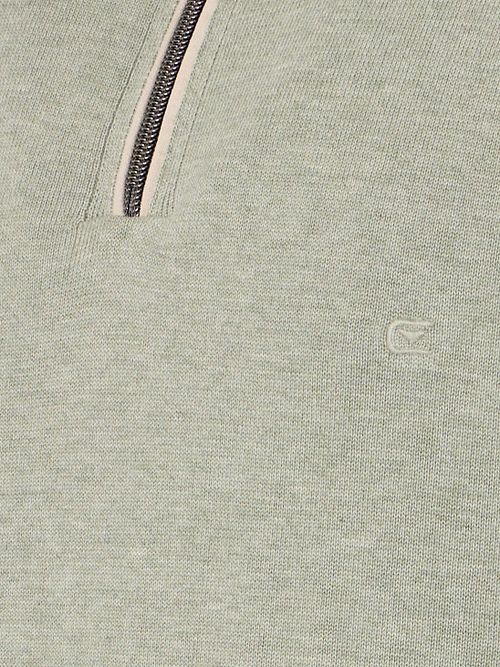 Sweter CASAMODA half-zip, gładki, zielony Product / Detail